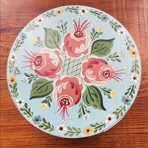 Vintage hand painted floral cheese box farmhouse cottage style